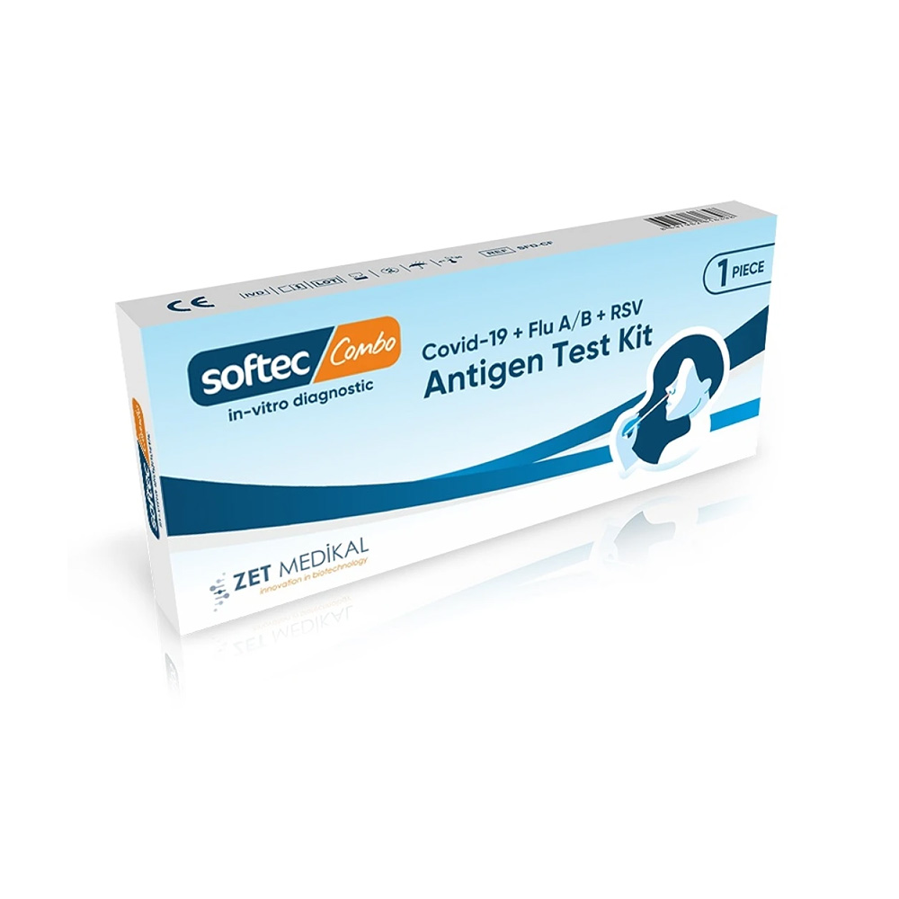 SOFTEC - Συνδυαστικό Τέστ 4 σε 1 SARS-CoV-2 & RSV & Flu A/B - 1τεμ. (Τest Covid - Γρίπης - RSV)
